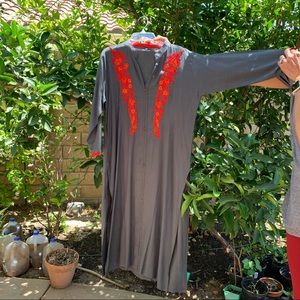 Indian grey and red embroidered kuta dress